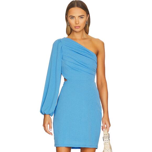 BCBGeneration One Shoulder Cut Out Mini Dress in Azure Blue NWT Size 0 - Picture 1 of 3
